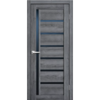 Дверь межкомнатная ламинированная Сибирь Профиль Lite doors L21 Дуб стоунвуд, стекло черное